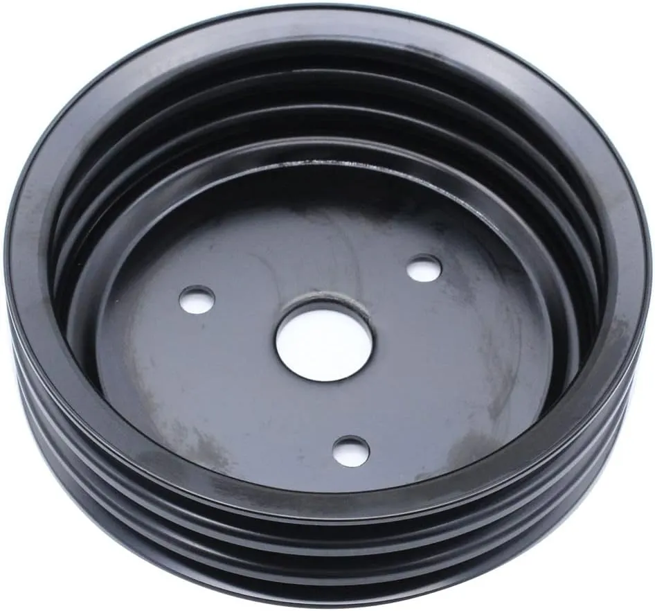 1 PC SHLPDFM Crankshaft Pulley Black Steel SWP Triple-Groove Short Water Pump Pulley Compatible with Small Block Chevy SBC 262 265 267 283 302 305 307 327 350 400