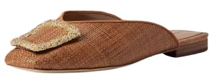 5 Sam Clear communication Brown Edelman Toe Shoes Fabric Bulk pricing Lavina Gold Slip Mules Flat On Stud Square