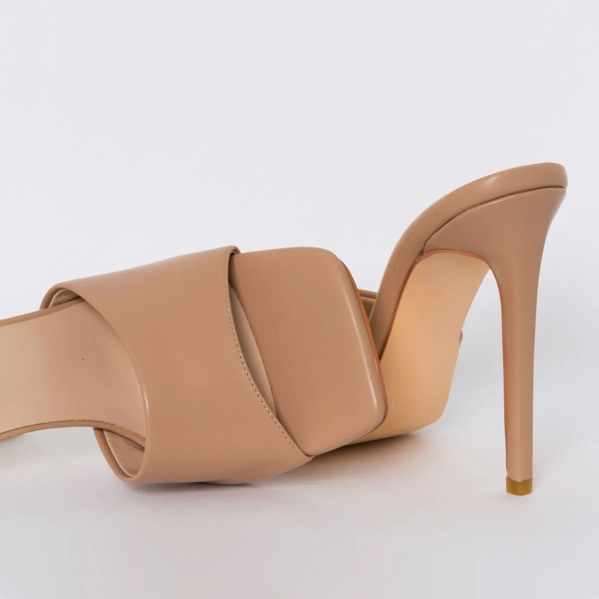 Amalie Nude Stiletto Mule Heels