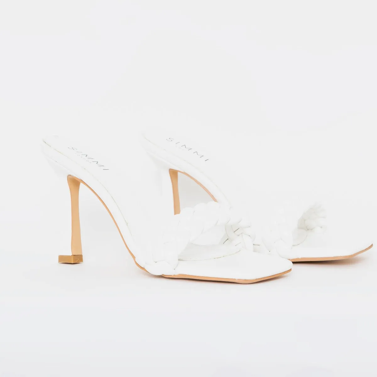 Amary White Knot Strap Mules