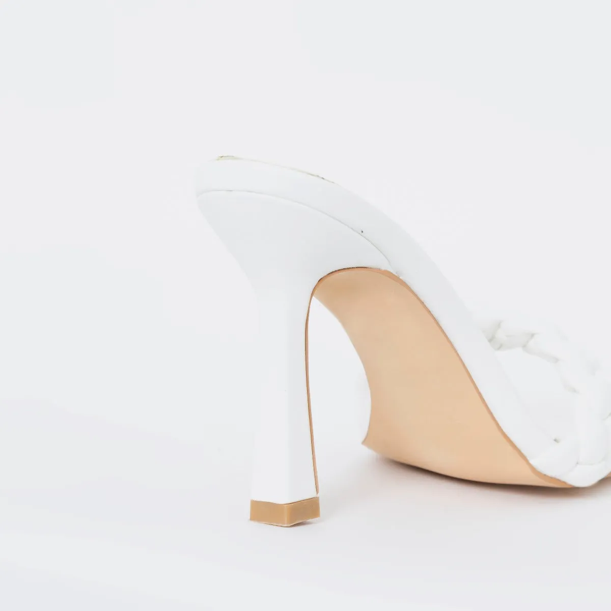 Amary White Knot Strap Mules