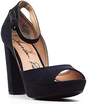 American Rag Areeta Block Heel Platform Sandal Pump Navy, 10.5M.