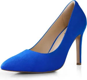 Ankis High Heel Women's Pumps, Black Sliver White Blue Heels Closed Toe, Pointed Toe 4in Stiletto Heel for Women, Comfy Memory Foam Pump Shoe, Party Wedding Work Classic Dressy Casual with Gel Insoles