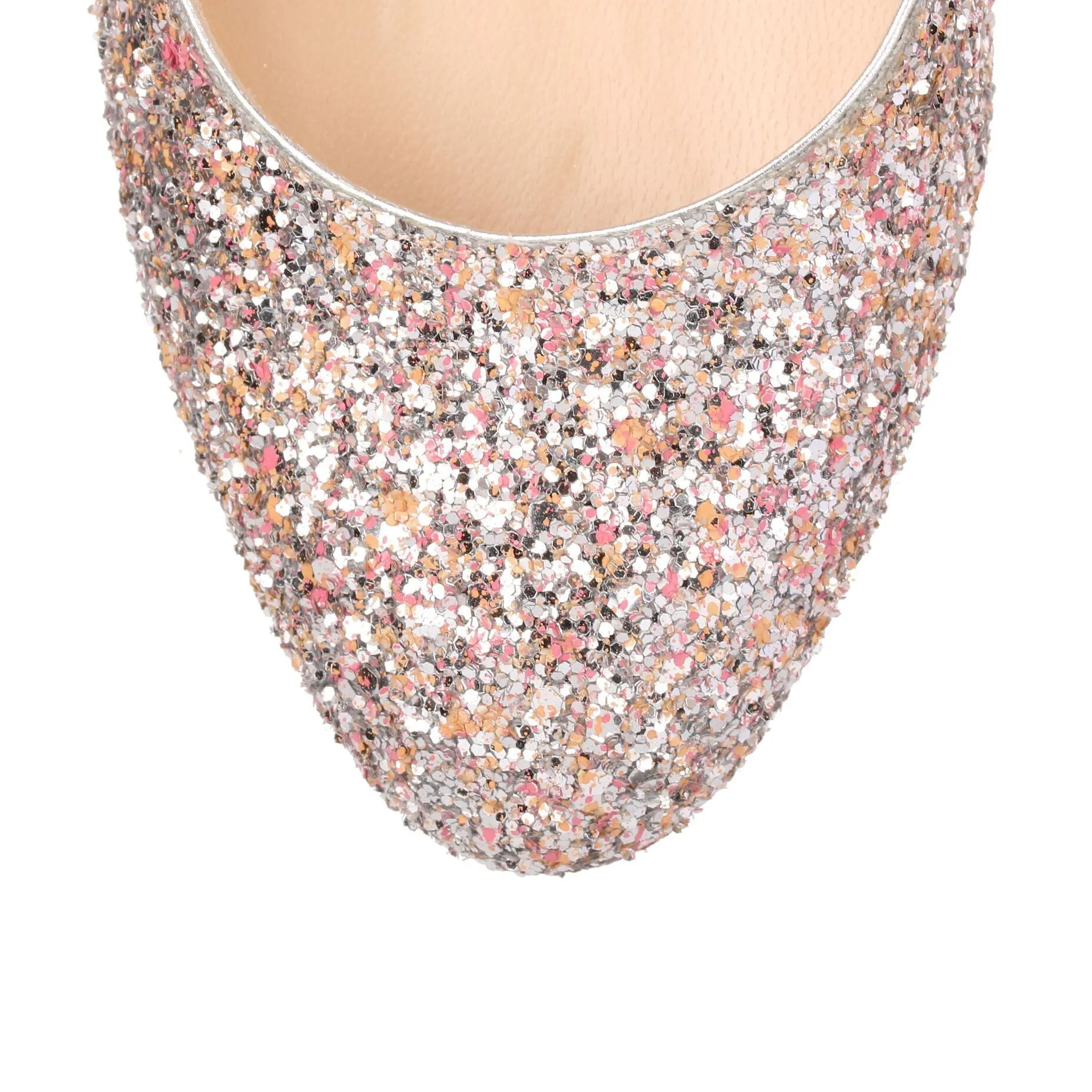 Billie 85 coral coarse glitter pump