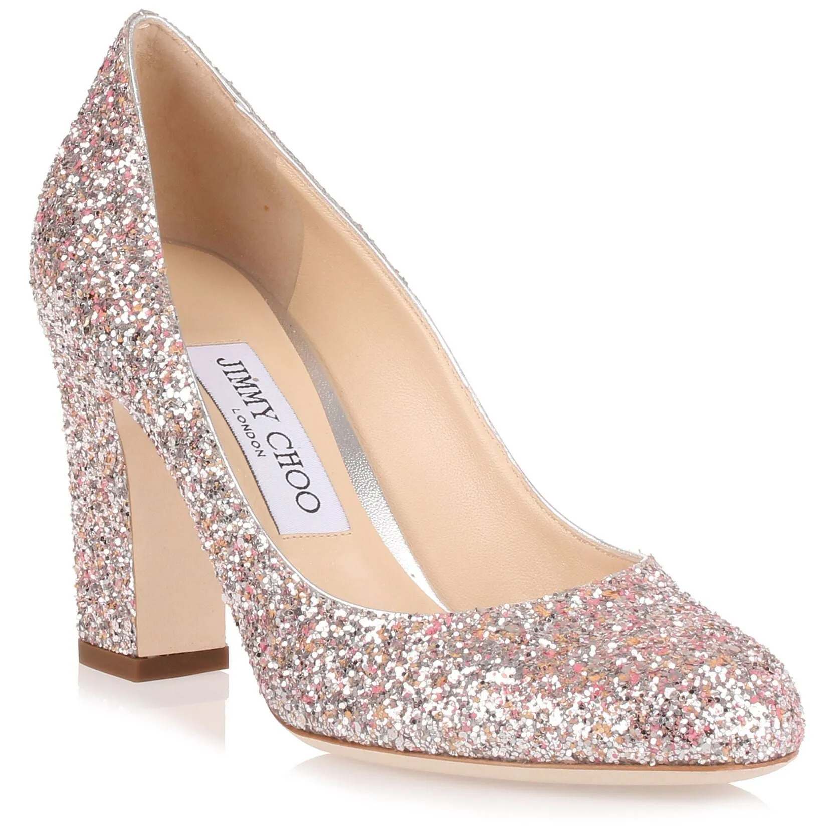 Billie 85 coral coarse glitter pump
