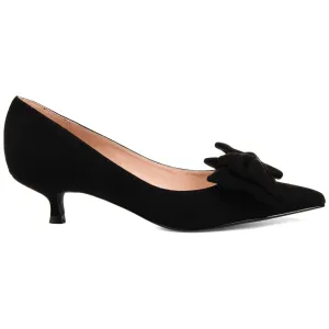 Brinley Co. Womens Pointed Toe Bow Pump Black, 9 Regular US