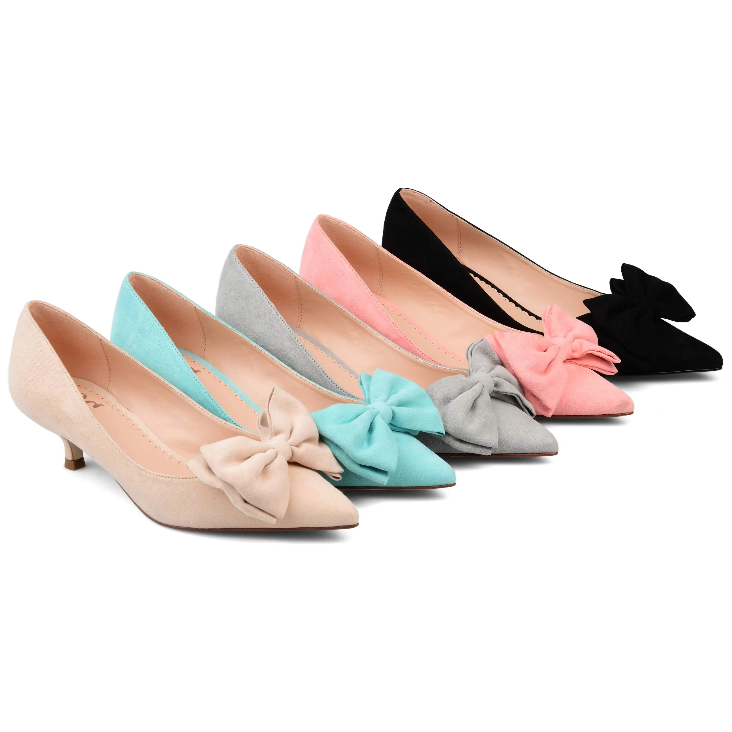 Brinley Co. Womens Pointed Toe Bow Pump Black, 9 Regular US