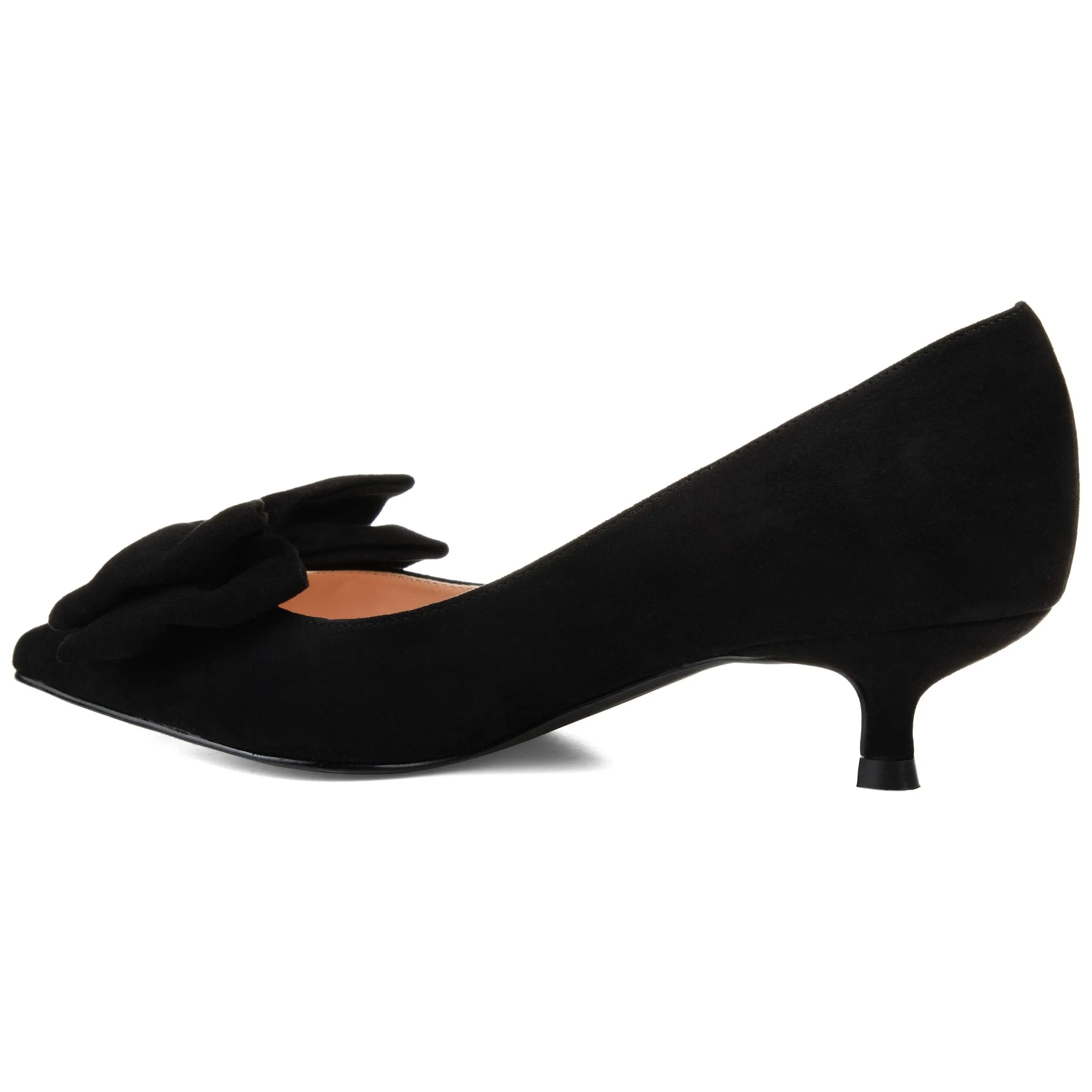 Brinley Co. Womens Pointed Toe Bow Pump Black, 9 Regular US