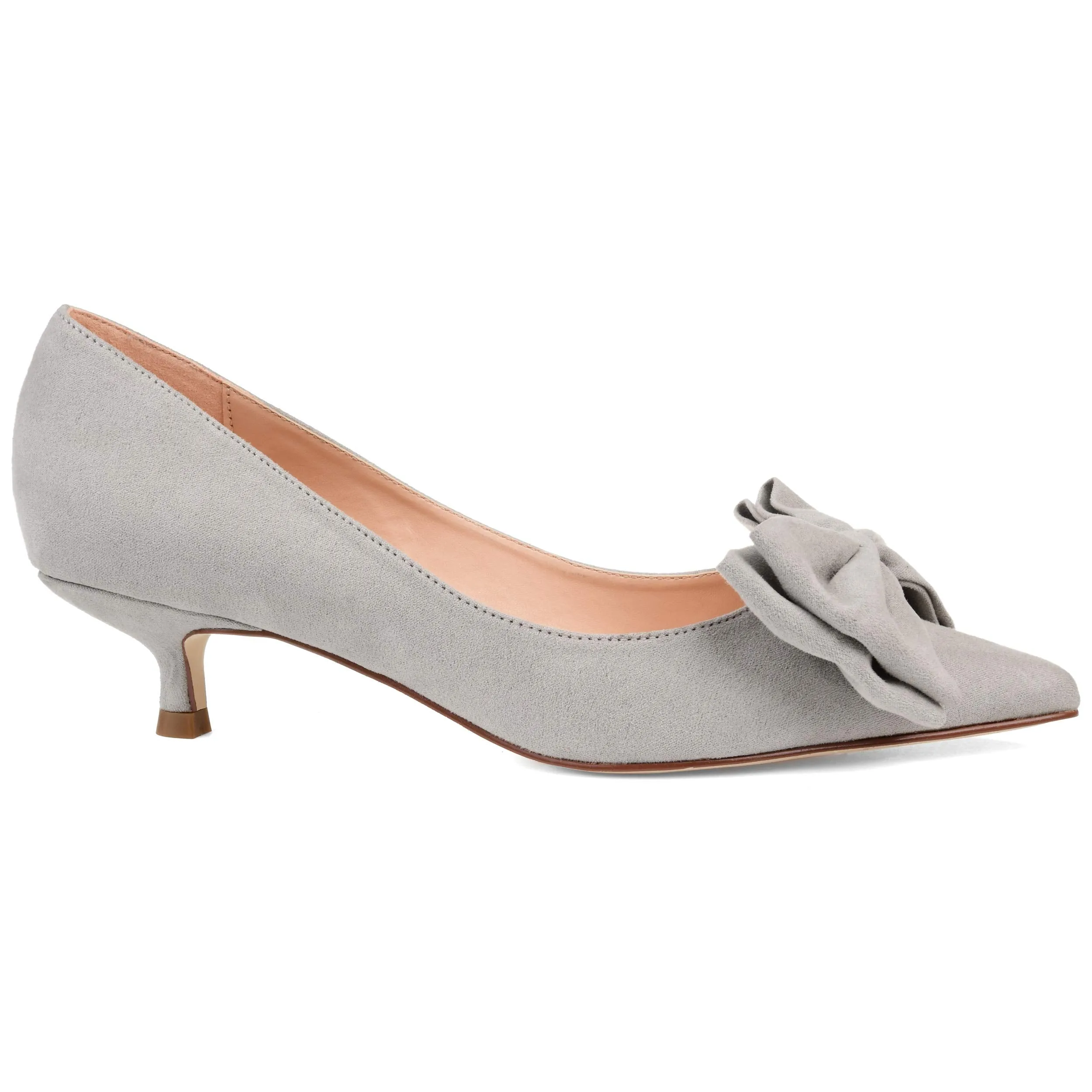 Brinley Co. Womens Pointed Toe Bow Pump Grey, 6.5 Regular US
