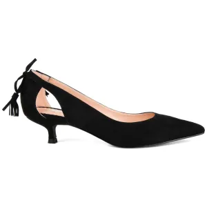 Brinley Co. Womens Pointed Toe Cut-Out Pump Black, 7 Regular US