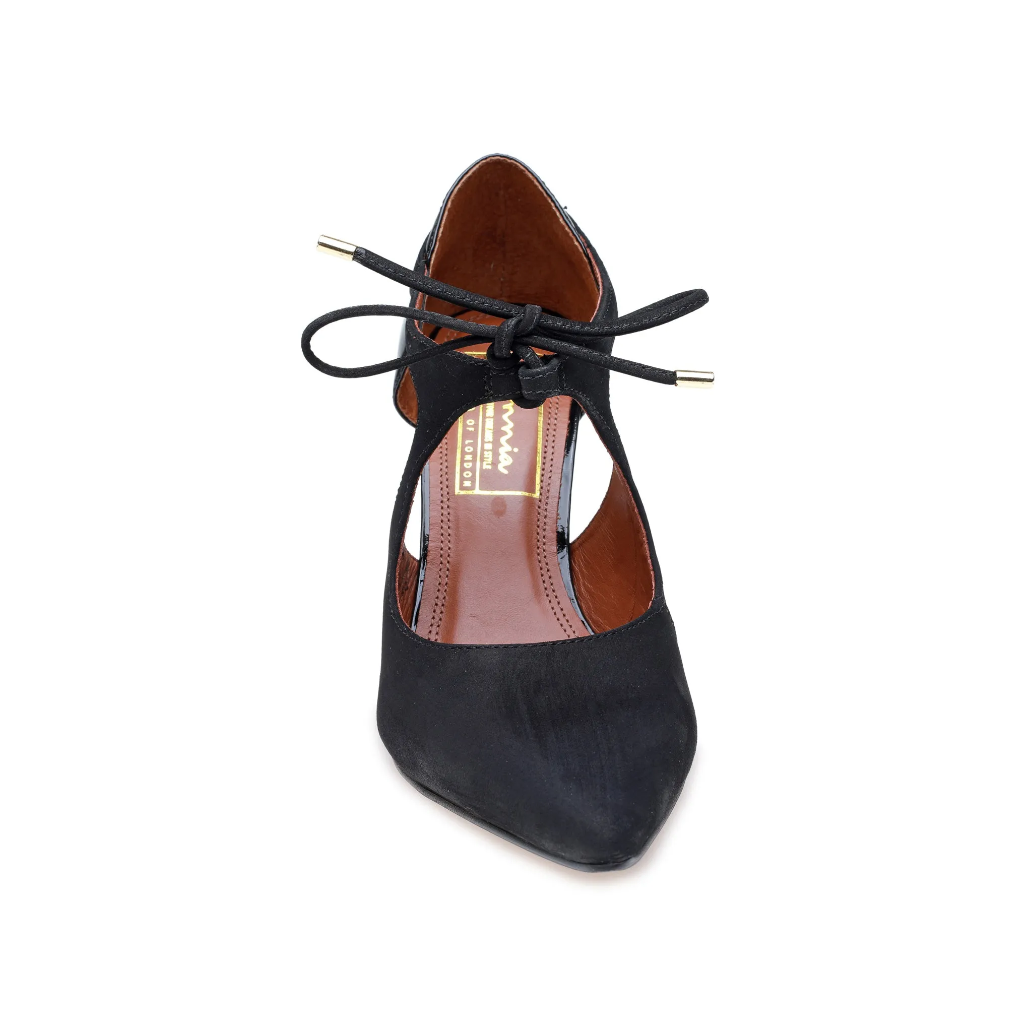 Brushed Black Ankle Strap Heel