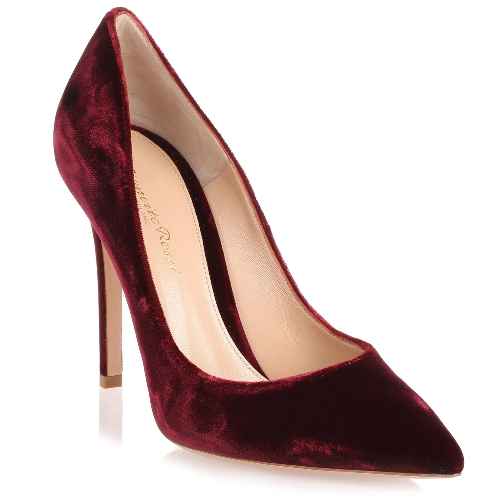 Burgundy velvet Gianvito Pump
