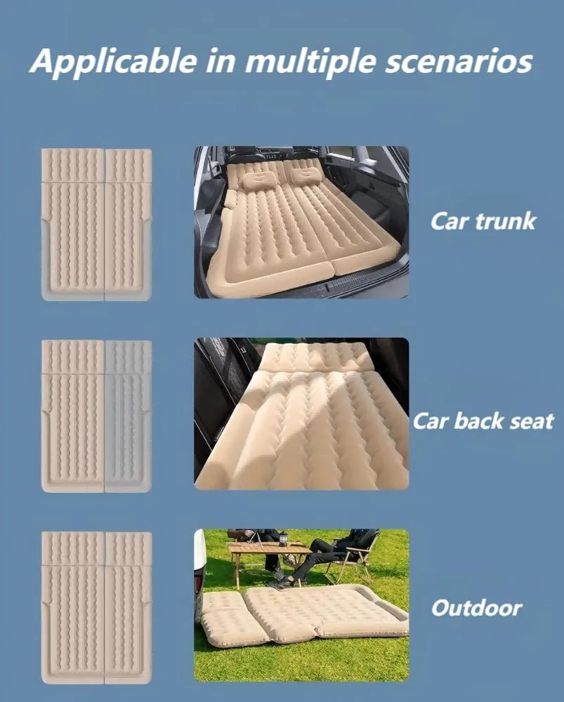 Car Air Mattress for BMW X3 F25 2011 2012 2013 2014 2015 2016 2017,Flocking & PVC Thickened Double-Sided Portable Foldable Sleeping Pad Back Seat Trunk Inflatable Electric Pump Pillows,B
