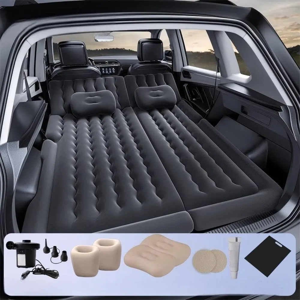 Car Air Mattress for BMW X3 F25 2011 2012 2013 2014 2015 2016 2017,Flocking & PVC Thickened Double-Sided Portable Foldable Sleeping Pad Back Seat Trunk Inflatable Electric Pump Pillows,B