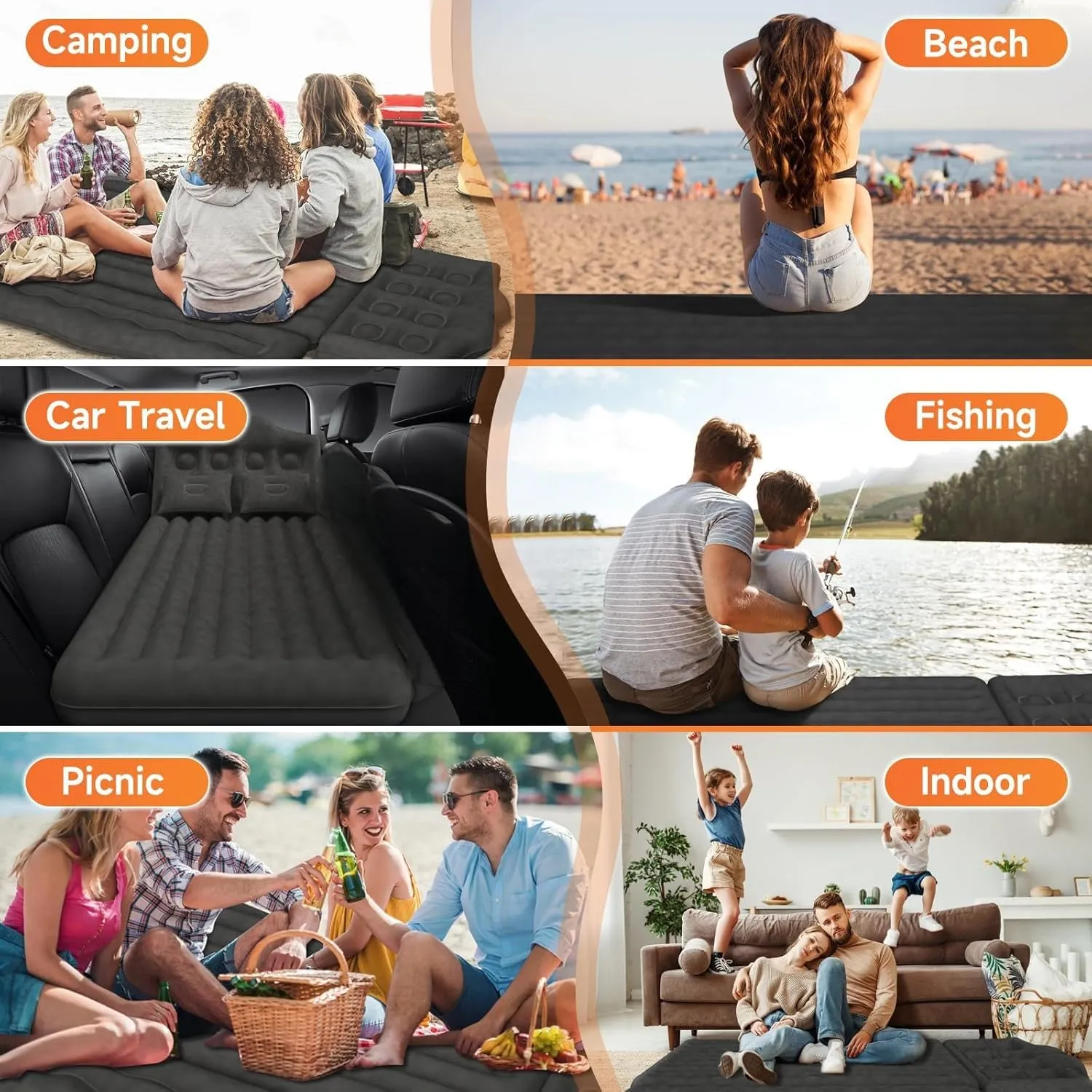 Car Air Mattress for BMW X3 F25 2011 2012 2013 2014 2015 2016 2017,Flocking & PVC Thickened Double-Sided Portable Foldable Sleeping Pad Back Seat Trunk Inflatable Electric Pump Pillows,B