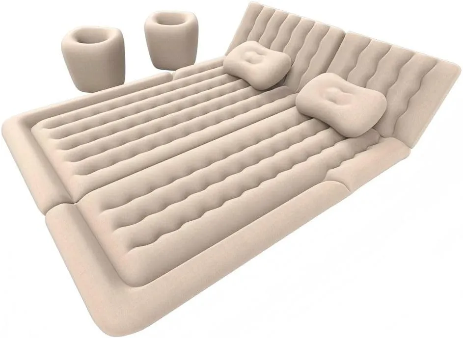 Car Air Mattress for Xpeng G3 2018 2019 2020 2021 2022,Flocking & PVC Thickened Double-Sided Portable Foldable Sleeping Pad Back Seat Trunk Inflatable Electric Pump Pillows,C