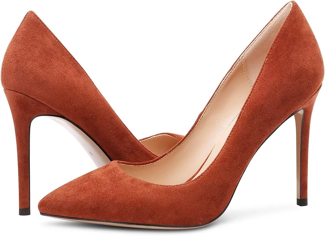 Castamere Womens Basic High Heels Pumps Slip On Pointy Toe Stilettos 10CM Heel
