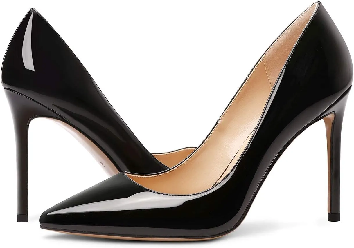Castamere Womens Basic High Heels Pumps Slip On Pointy Toe Stilettos 10CM Heel