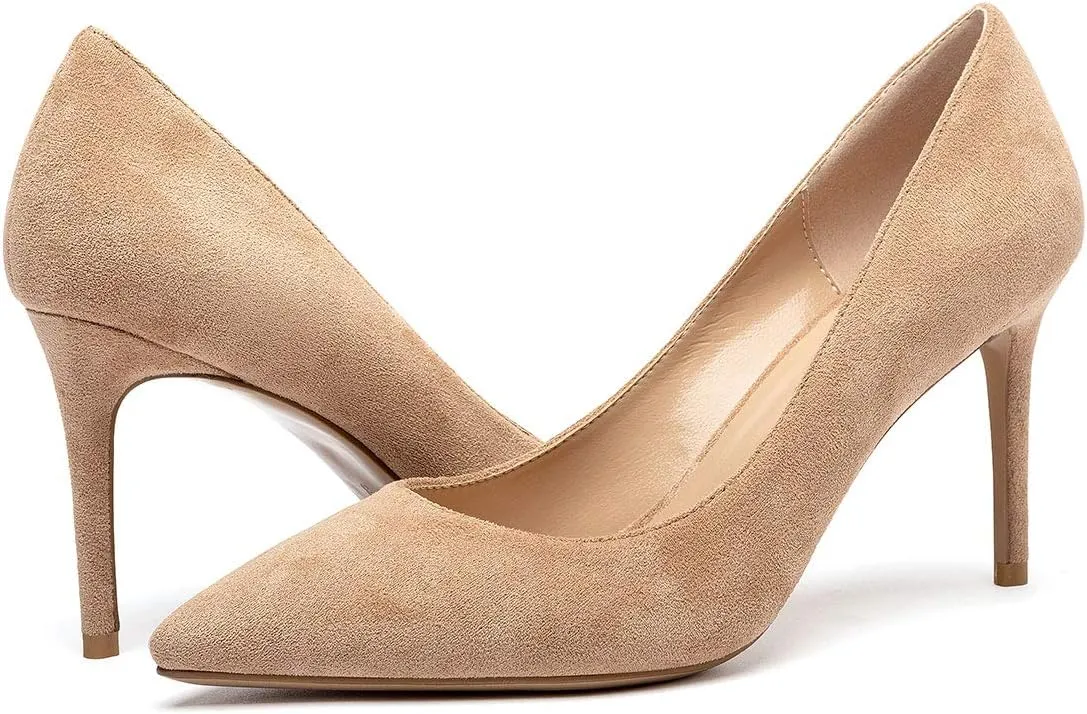 Castamere Womens Basic High Heels Pumps Slip-on Pointy Toe Stilettos 8.5 CM Heel