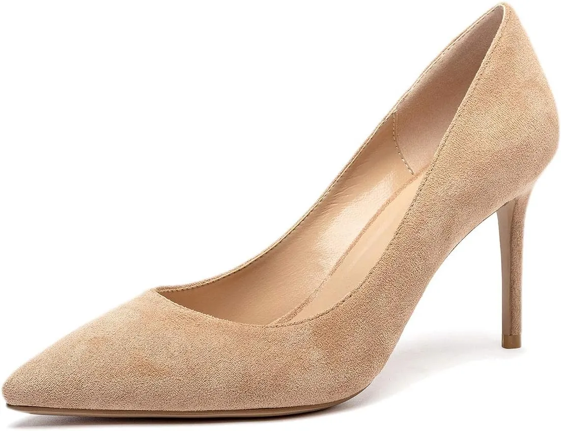 Castamere Womens Basic High Heels Pumps Slip-on Pointy Toe Stilettos 8.5 CM Heel