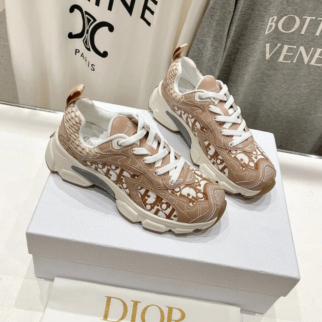 CD Vibe Sneaker Beige Brown Polyester Mesh Fabric And Cowhide