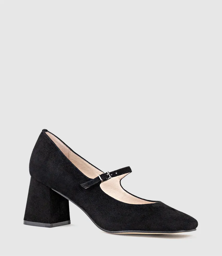 CELINA65 Mary Jane Pump in Black Suede