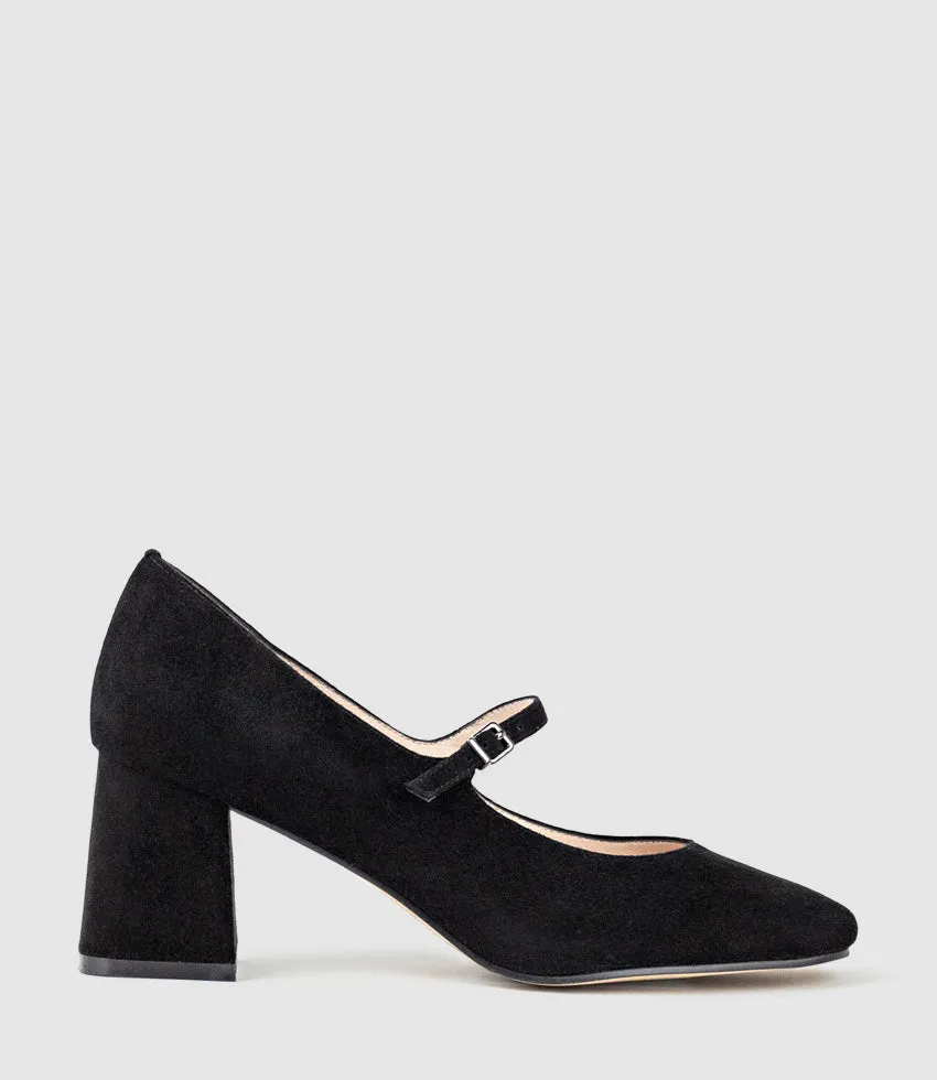 CELINA65 Mary Jane Pump in Black Suede