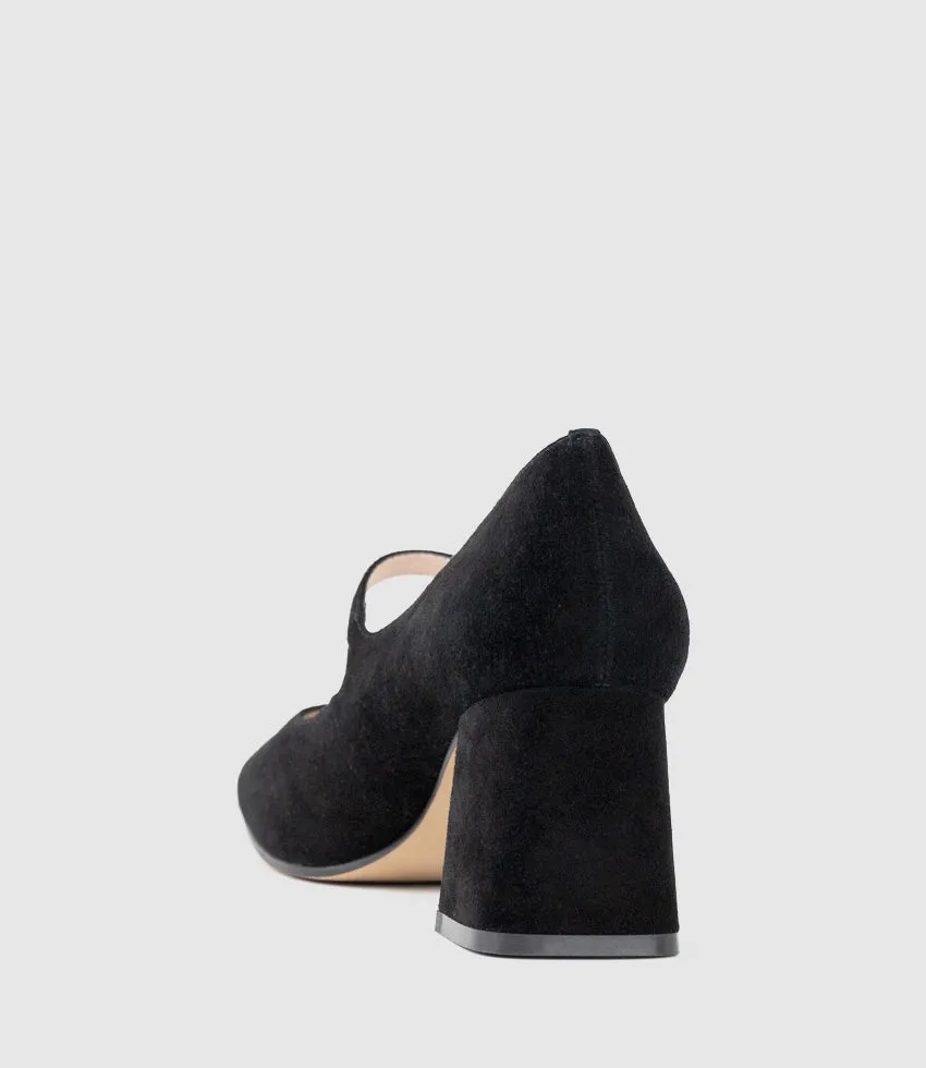 CELINA65 Mary Jane Pump in Black Suede