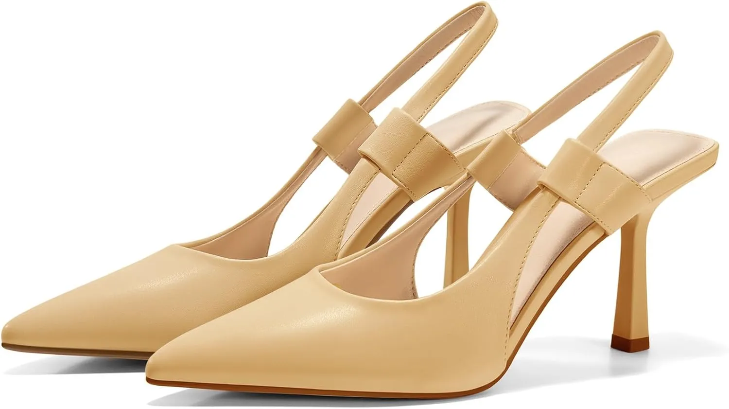 Coutgo Womens Slingback Heels Pumps Closed Pointed Toe Slip-on Kitten Heels Sandals Party Prom Dress Pump Shoes