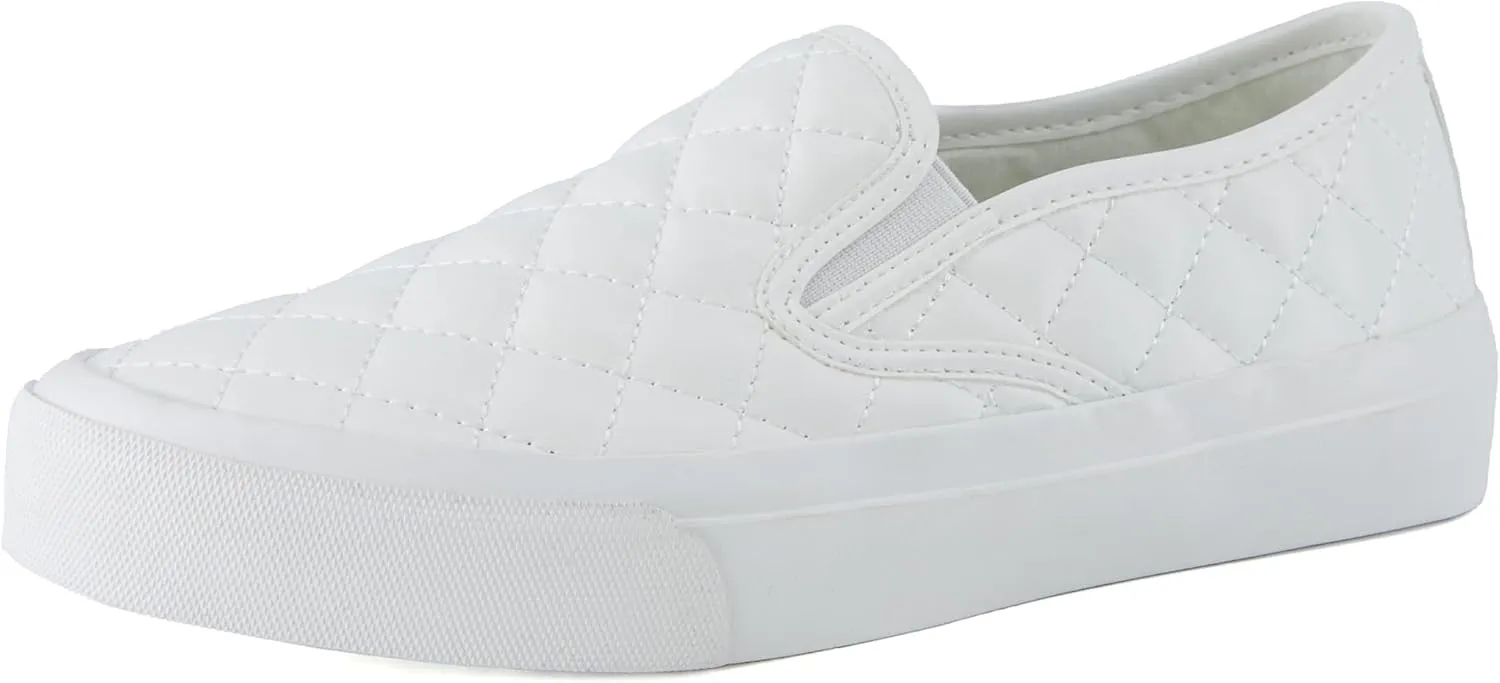 CUSHIONAIRE Faze Women’s Quilted Slip-On Sneaker – Faux Leather Casual Shoe with Memory Foam Insole & Rubber Outsole