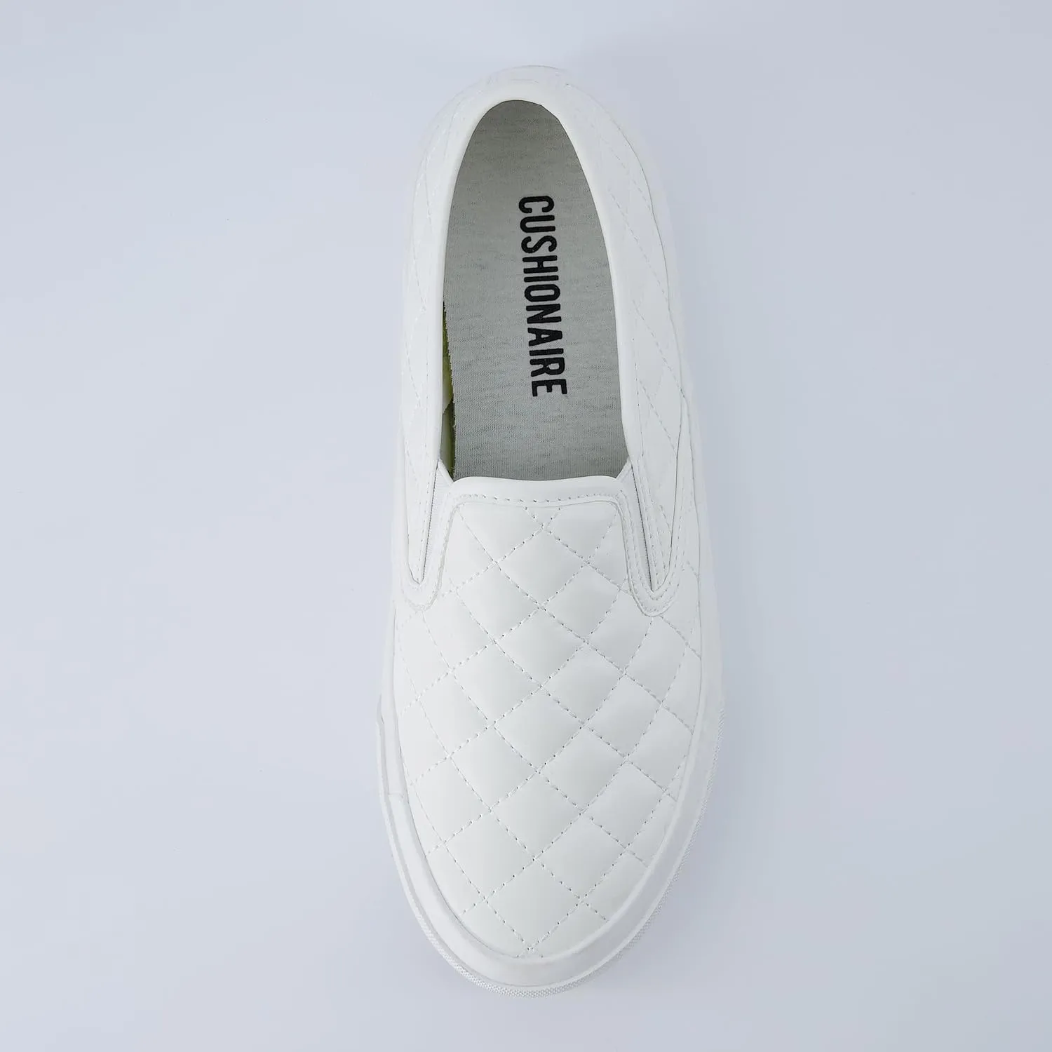 CUSHIONAIRE Faze Women’s Quilted Slip-On Sneaker – Faux Leather Casual Shoe with Memory Foam Insole & Rubber Outsole