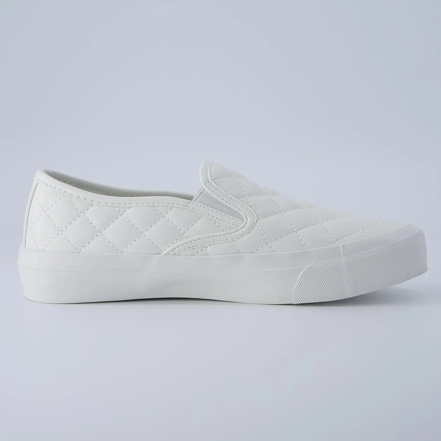 CUSHIONAIRE Faze Women’s Quilted Slip-On Sneaker – Faux Leather Casual Shoe with Memory Foam Insole & Rubber Outsole
