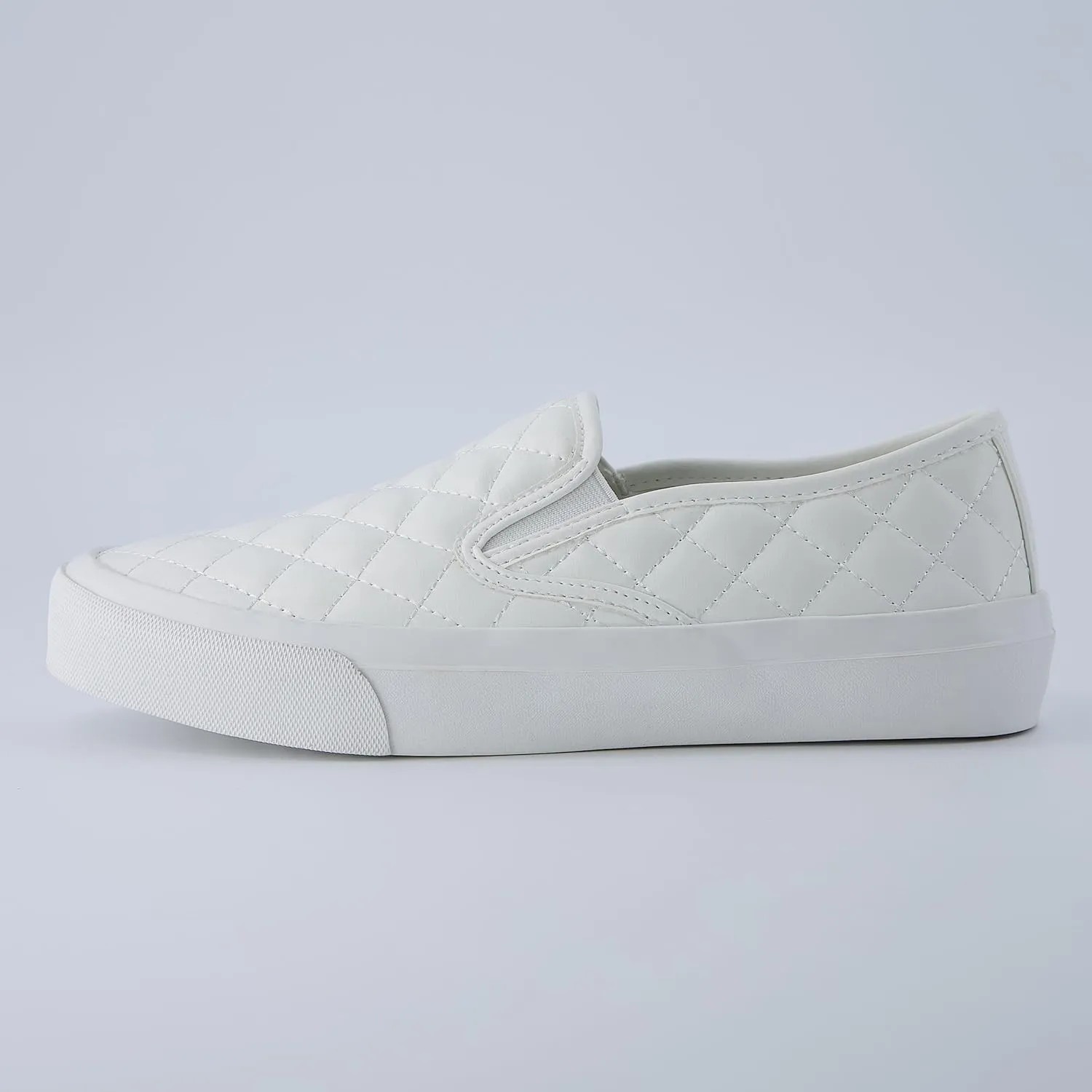 CUSHIONAIRE Faze Women’s Quilted Slip-On Sneaker – Faux Leather Casual Shoe with Memory Foam Insole & Rubber Outsole