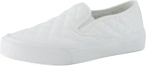 CUSHIONAIRE Faze Women’s Quilted Slip-On Sneaker – Faux Leather Casual Shoe with Memory Foam Insole & Rubber Outsole