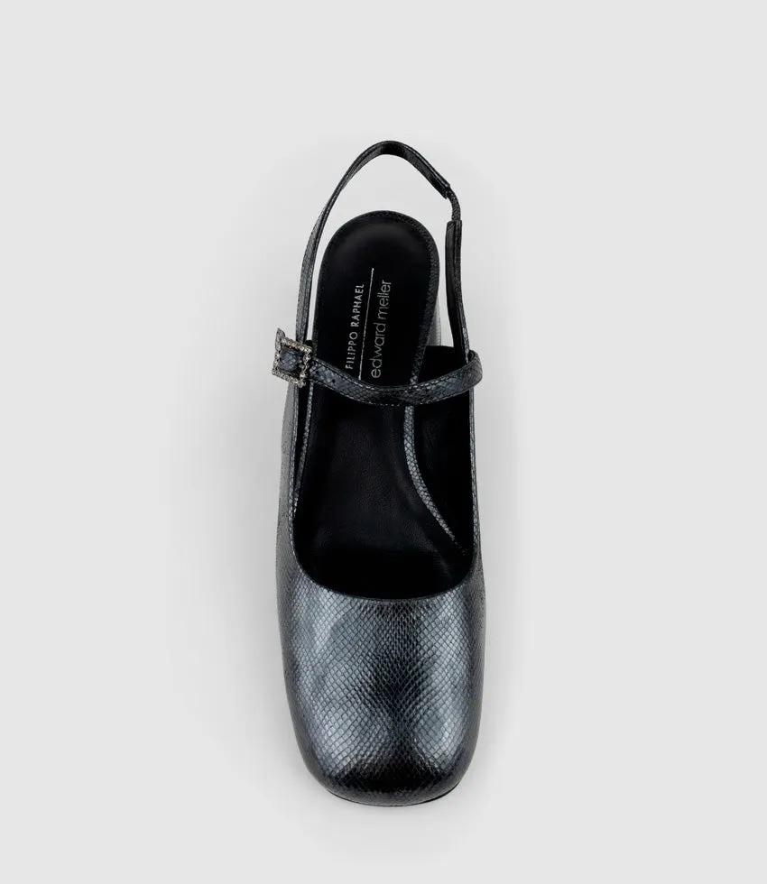 DARLA70 Squond Slingback Pump in Black