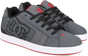 DC Men's Net Skate Shoe, Grey/Black/RED, 12