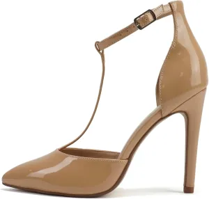 Delicious “ANYA” ~ Women Pointed Toe Closed Back Counter T-Strap Stiletto High Heel Pump Shoe