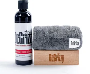 Dr. Grizzy Premium Shoe Cleaner - Natural Foaming Solution w/Medium Brush & Microfiber Rag - Essential Sneaker Cleaning Kit for Leather Canvas Mesh Whites Knit Suede & Nubuck Shoes - 4 Oz