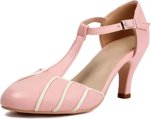 Elerhythm Women's Mary Jane Retro Rockability Close Round Toe Vintage 1920s Gatsby Heels 1950s Victorian Pumps Shoes