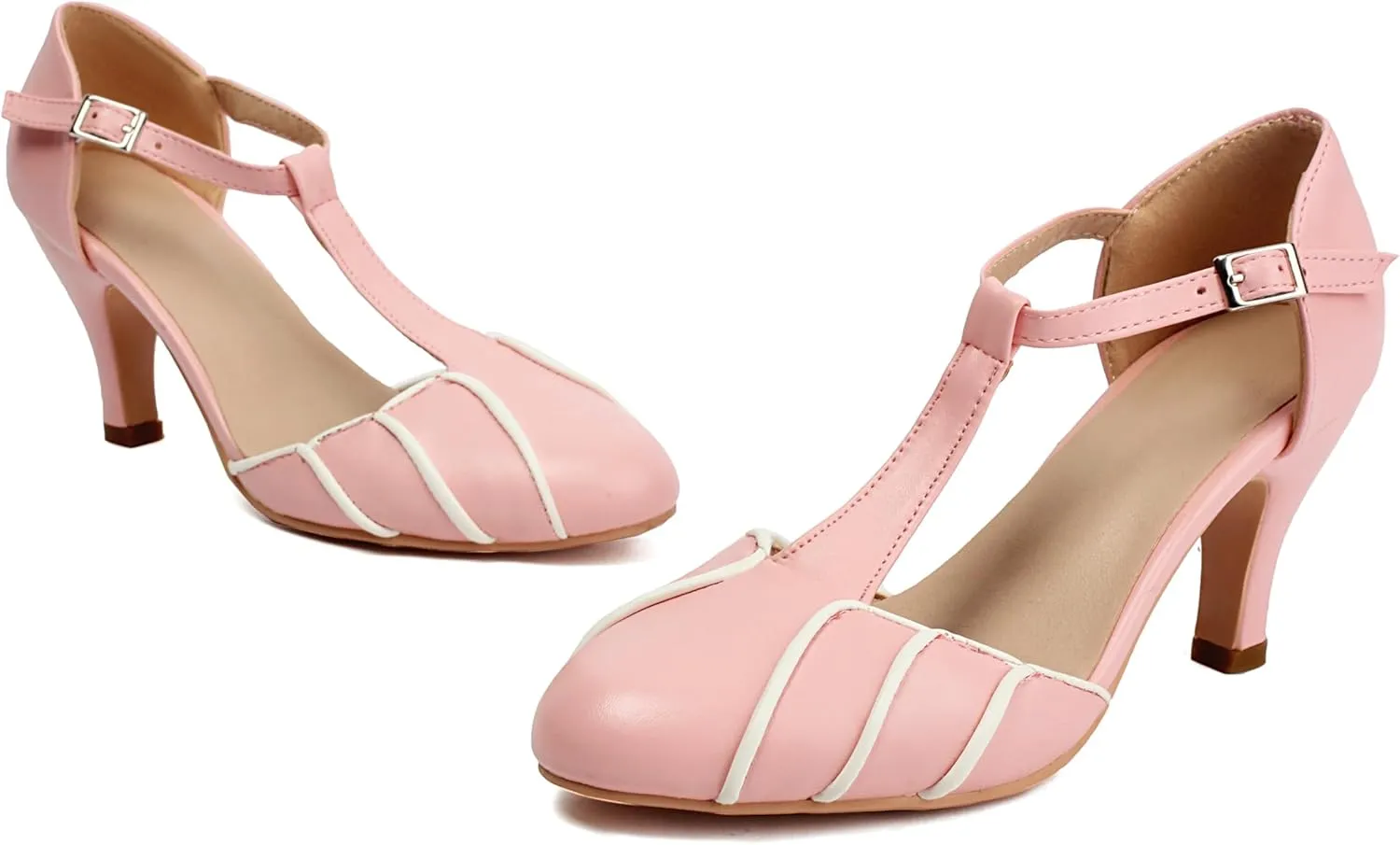 Elerhythm Women's Mary Jane Retro Rockability Close Round Toe Vintage 1920s Gatsby Heels 1950s Victorian Pumps Shoes