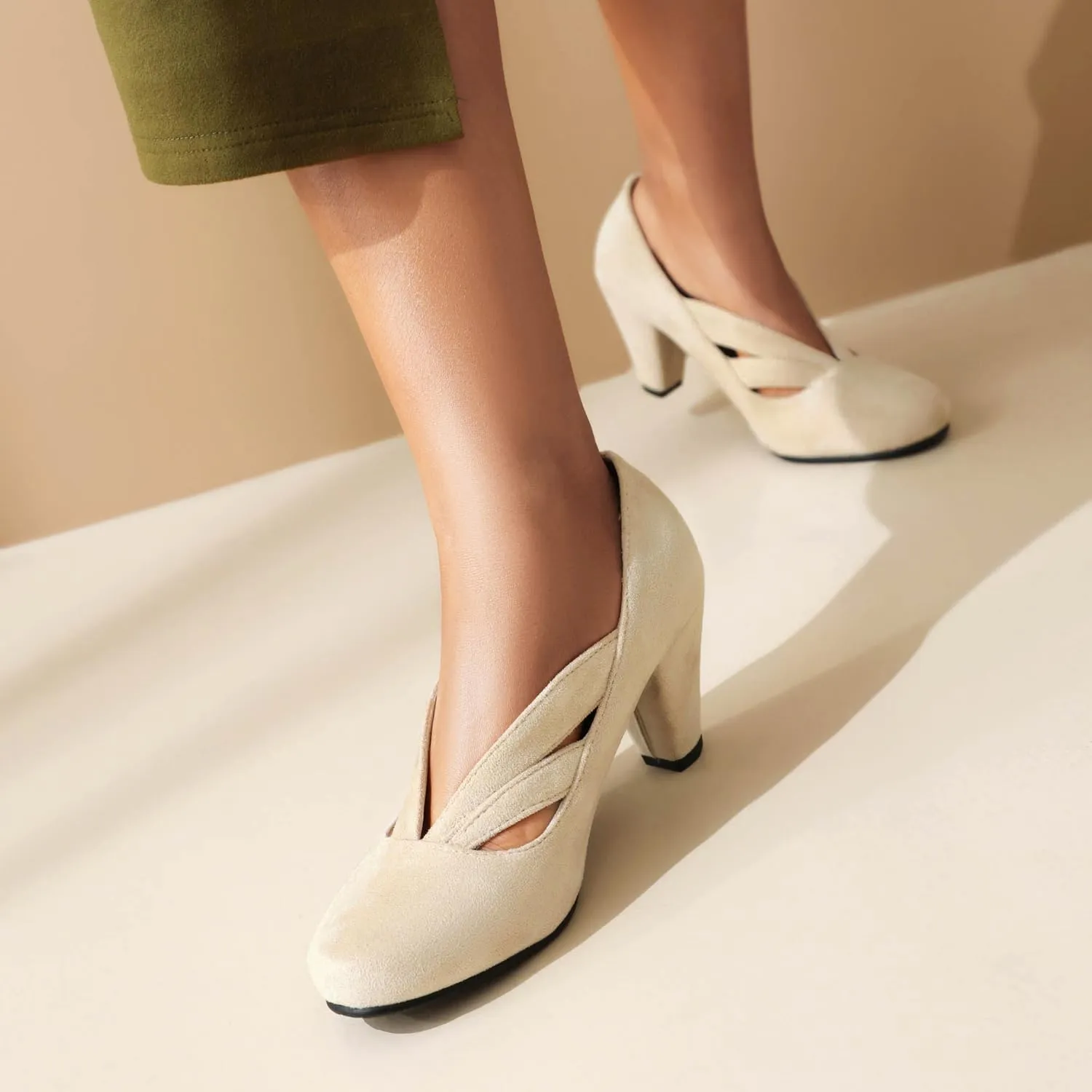 Elerhythm Women's Mary Jane Vintage Heels Gatsby 1920s Pumps Closed Round Toe 1950s Victorian Retro Shoes