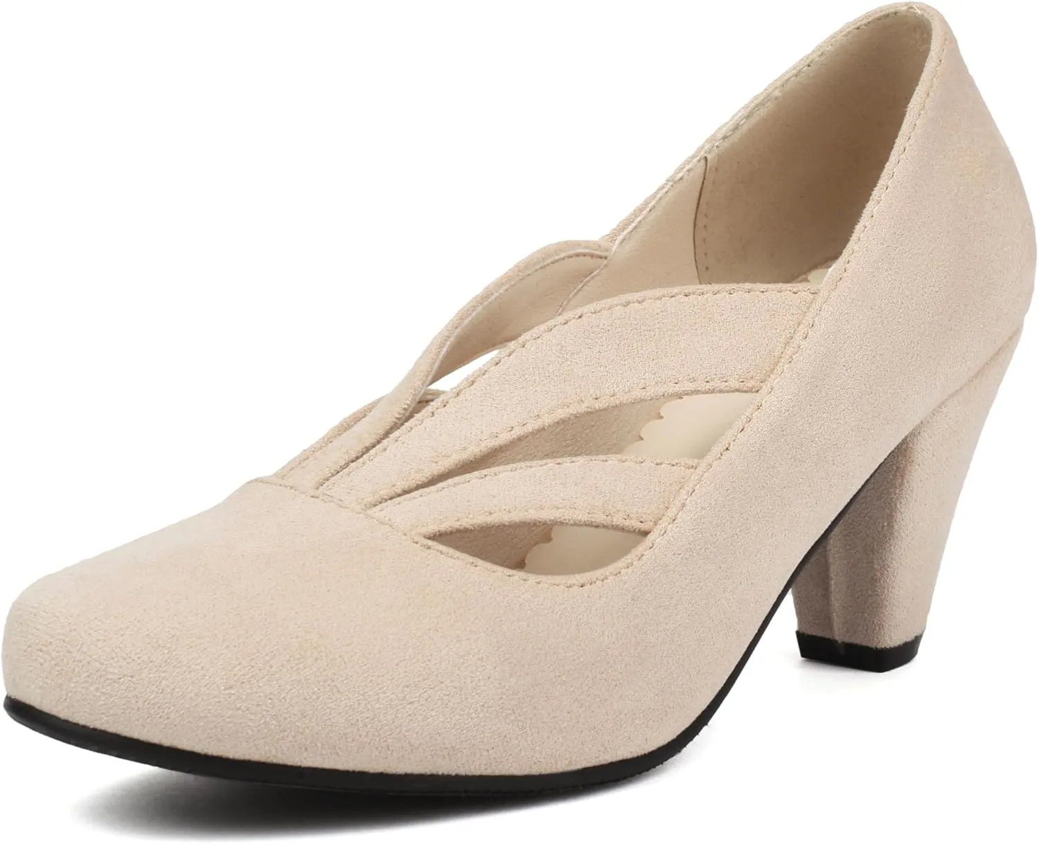 Elerhythm Women's Mary Jane Vintage Heels Gatsby 1920s Pumps Closed Round Toe 1950s Victorian Retro Shoes