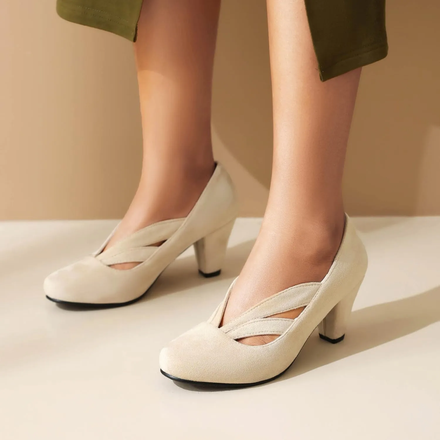Elerhythm Women's Mary Jane Vintage Heels Gatsby 1920s Pumps Closed Round Toe 1950s Victorian Retro Shoes