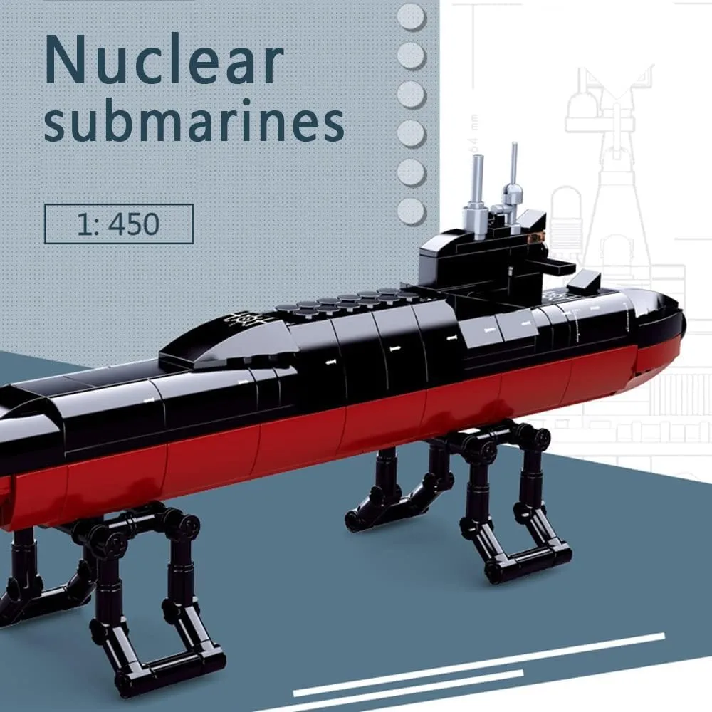 ENHANA Nuclear Submarine Building Blocks Model Toy,A 13.81 Inch Long Naval Nuclear Submarine Building Kit,Building Warship Suitable for Boys Over 6 Years Old Toys,269Pieces
