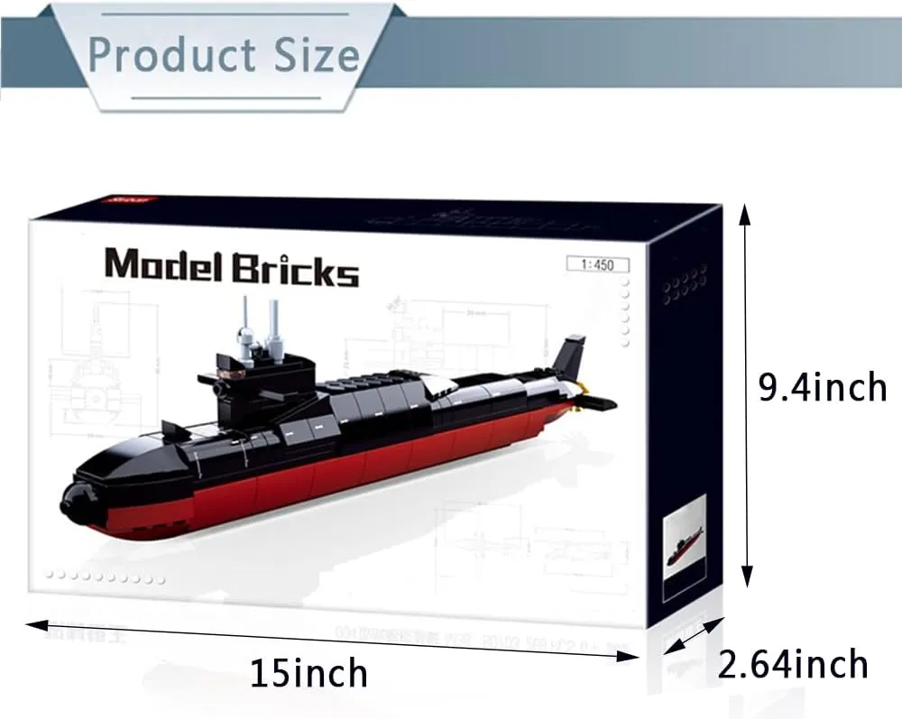 ENHANA Nuclear Submarine Building Blocks Model Toy,A 13.81 Inch Long Naval Nuclear Submarine Building Kit,Building Warship Suitable for Boys Over 6 Years Old Toys,269Pieces