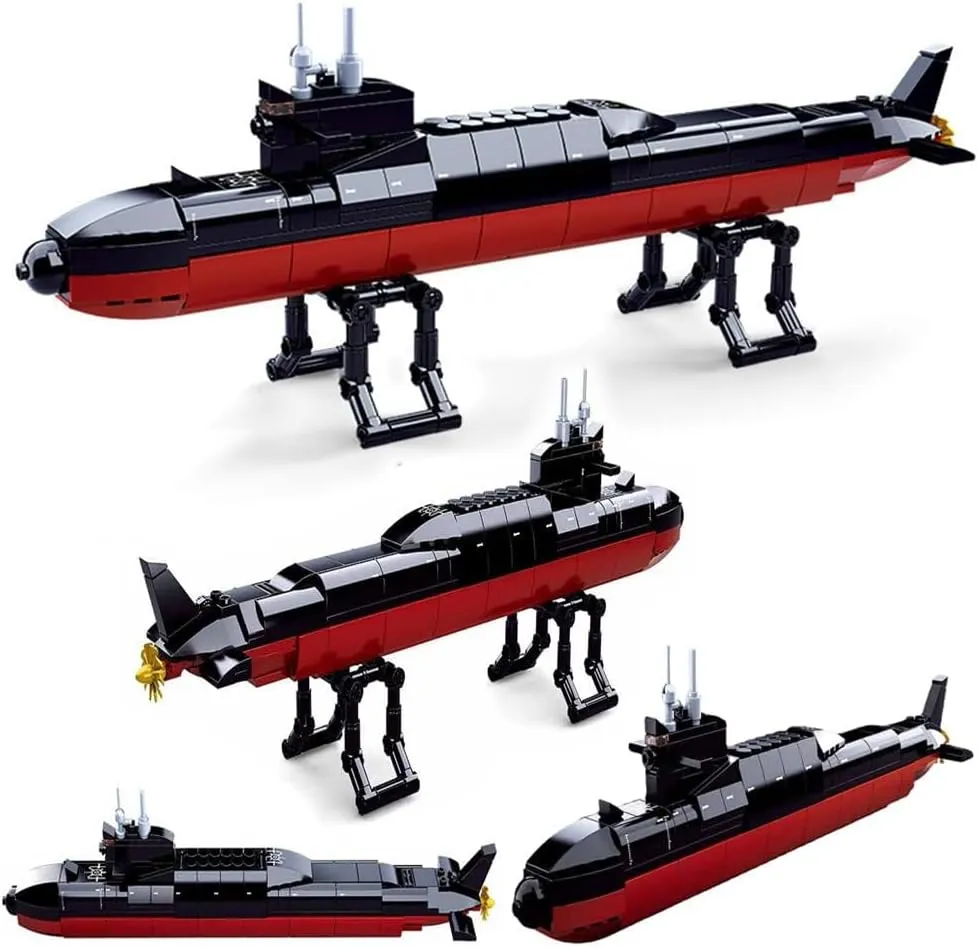 ENHANA Nuclear Submarine Building Blocks Model Toy,A 13.81 Inch Long Naval Nuclear Submarine Building Kit,Building Warship Suitable for Boys Over 6 Years Old Toys,269Pieces