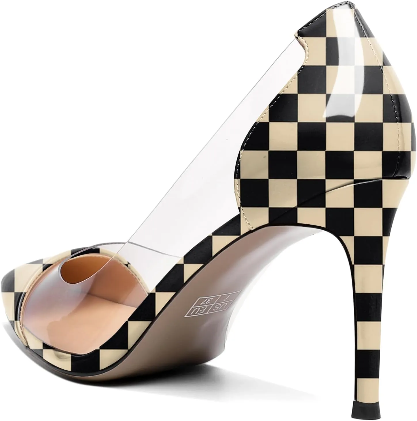 Esvowido Women's Clear Pumps High Heel Stilettos Transparent PVC Slip on Cap Toe Shoes Fashion Wedding Party 3 Inch