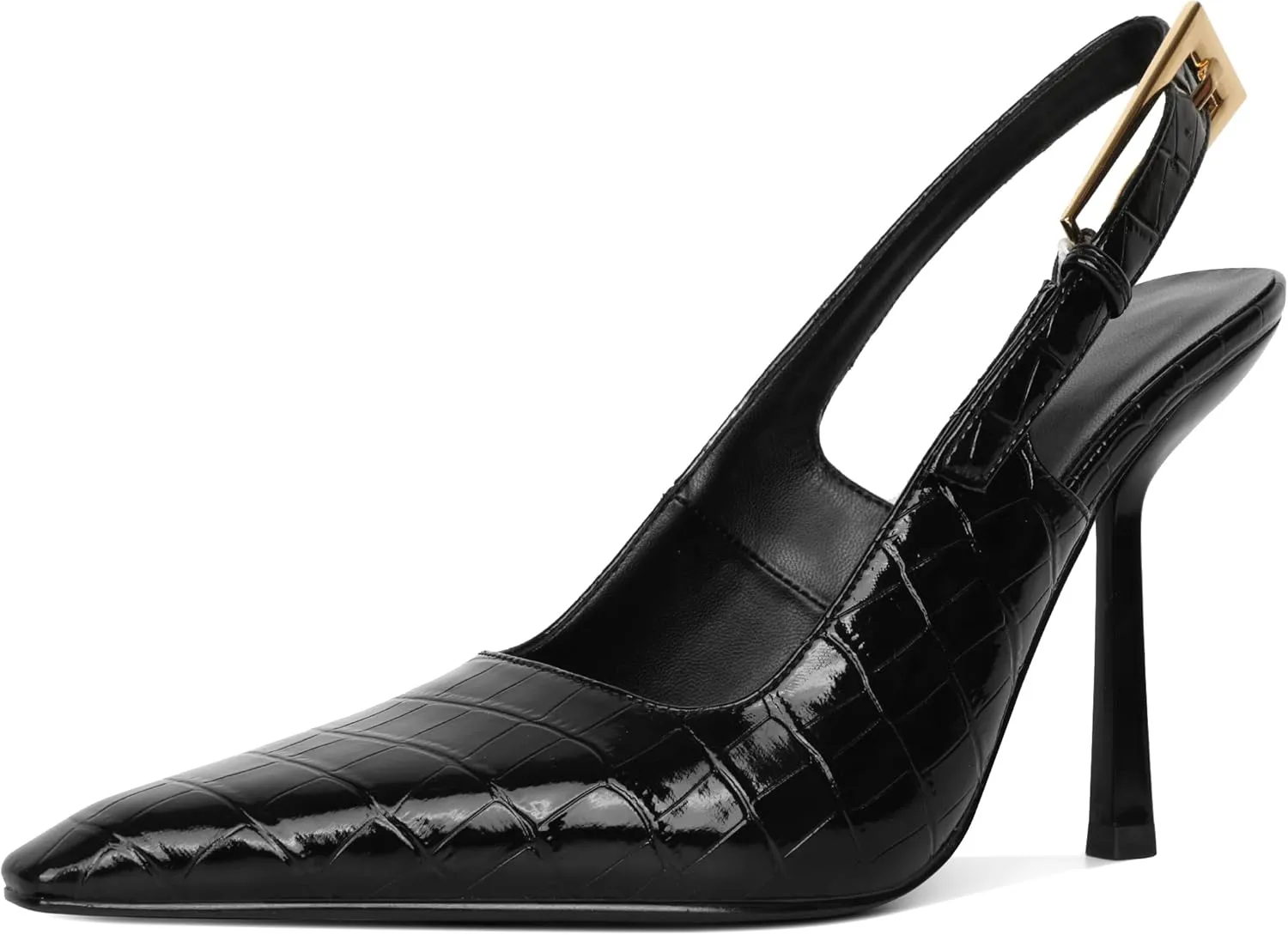 Esvowido Women's Slingback High Heel Pumps Square Pointed Toe Comfort Heels for Women 4" Stiletto Dress Shoes Slip On High Heel Pumps Shoes