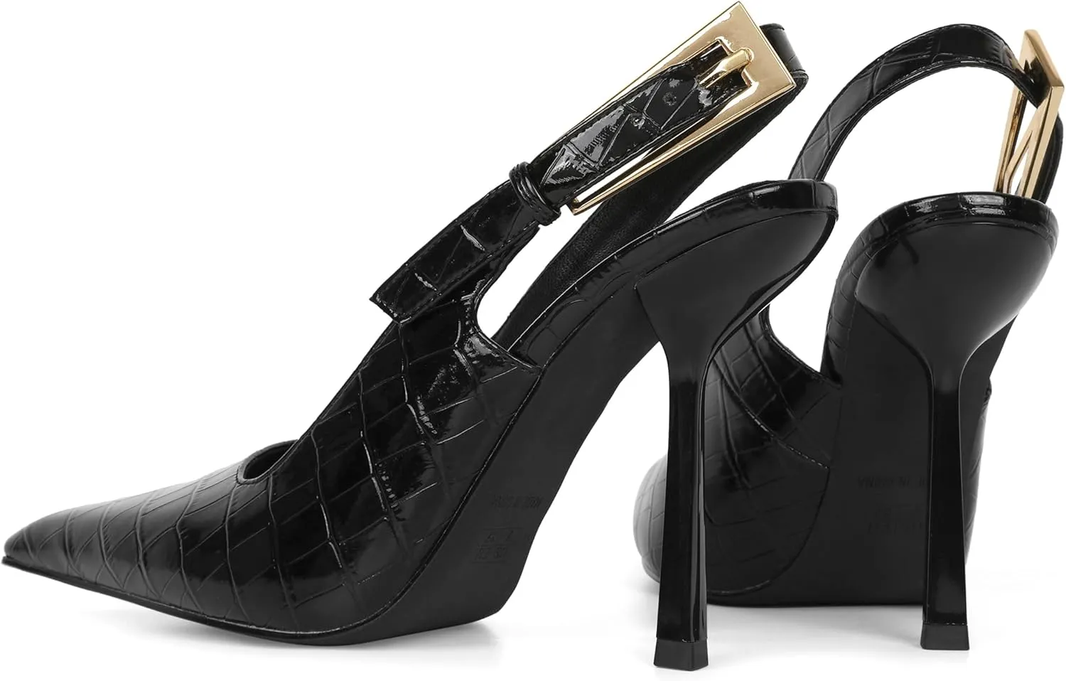 Esvowido Women's Slingback High Heel Pumps Square Pointed Toe Comfort Heels for Women 4" Stiletto Dress Shoes Slip On High Heel Pumps Shoes