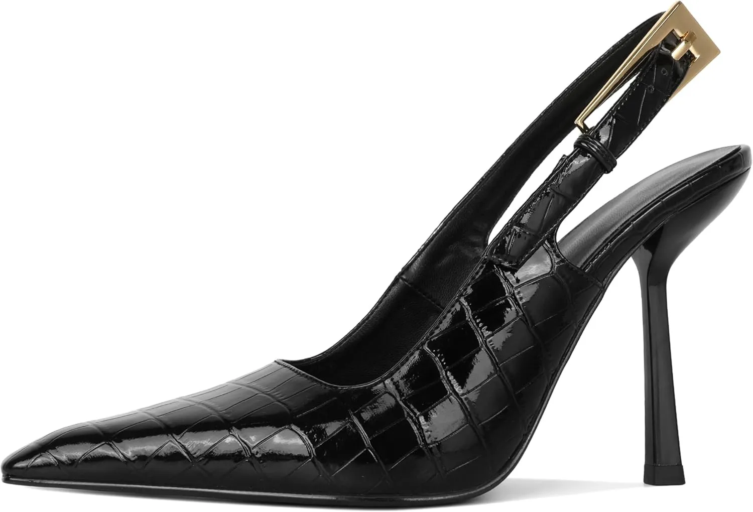 Esvowido Women's Slingback High Heel Pumps Square Pointed Toe Comfort Heels for Women 4" Stiletto Dress Shoes Slip On High Heel Pumps Shoes